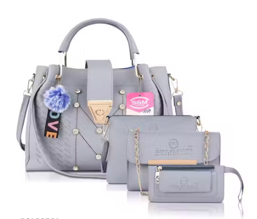 4-Piece Premium Women's Handbag Set – Shoulder Bag, Sling Bag, Wallet &amp; Pouch