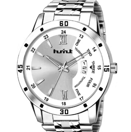 HUXT Silver Stainless Steel Analog Day and Date Mens Wrist Watch