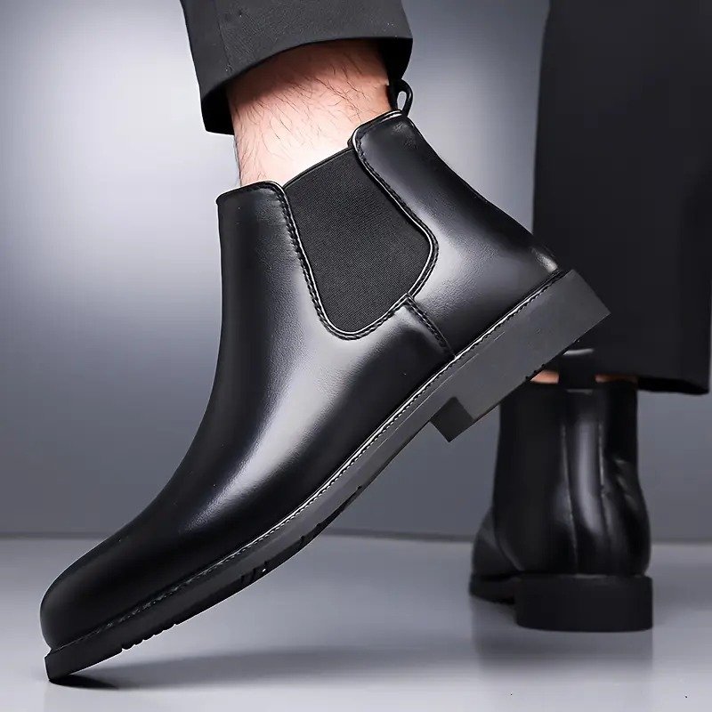 WUGO::Latest Stylish Men's Black Chelsea Boots | Faux Leather Slip-On Ankle Boots | Comfortable Casual & Formal Footwear for Men & Boys