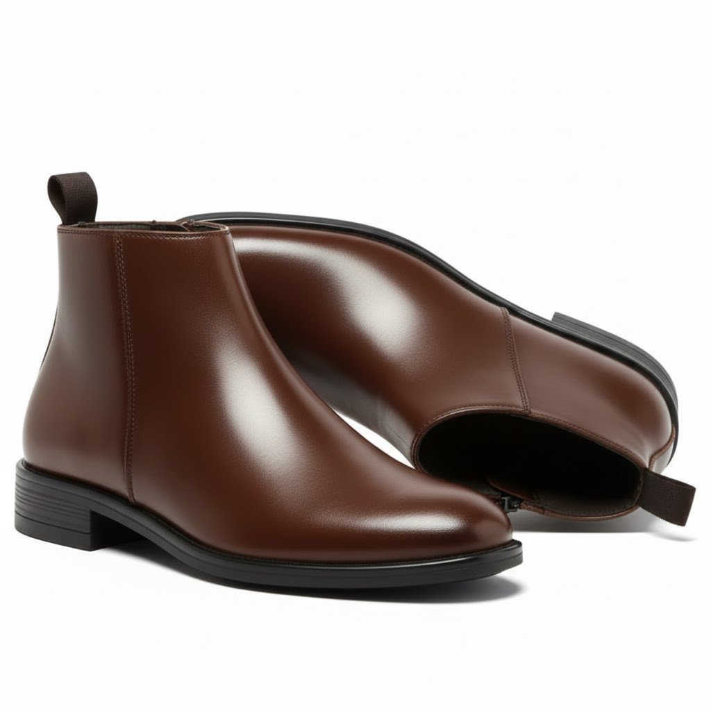 WUGO::Latest  Trendy Men’s Chain Brown Chelsea Boots | Premium Faux Leather Ankle Boots | Comfortable Slip-On Footwear for Men's & Boys
