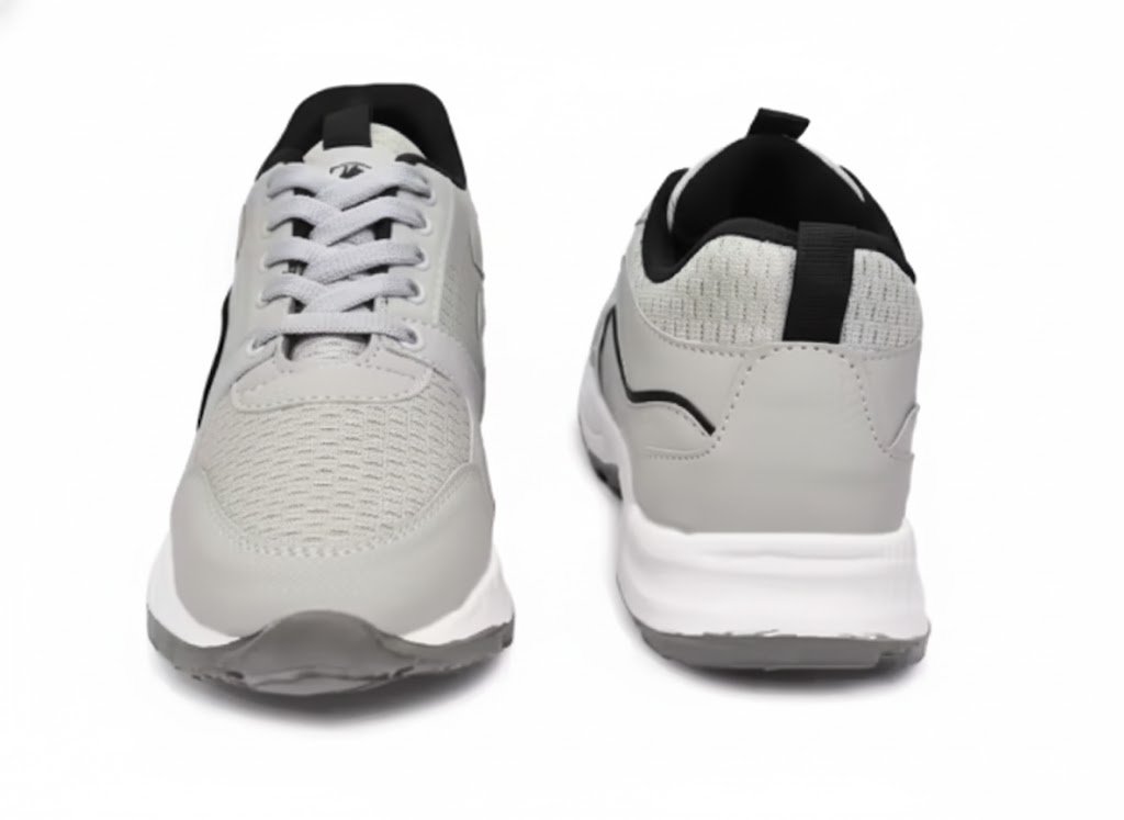 Latest Stylish Men Casual Grey Sports Shoes & Sneakers – Lightweight Breathable Mesh Lace-Up Running & Walking Shoes for Daily Wear, Gym & Outdoor Use