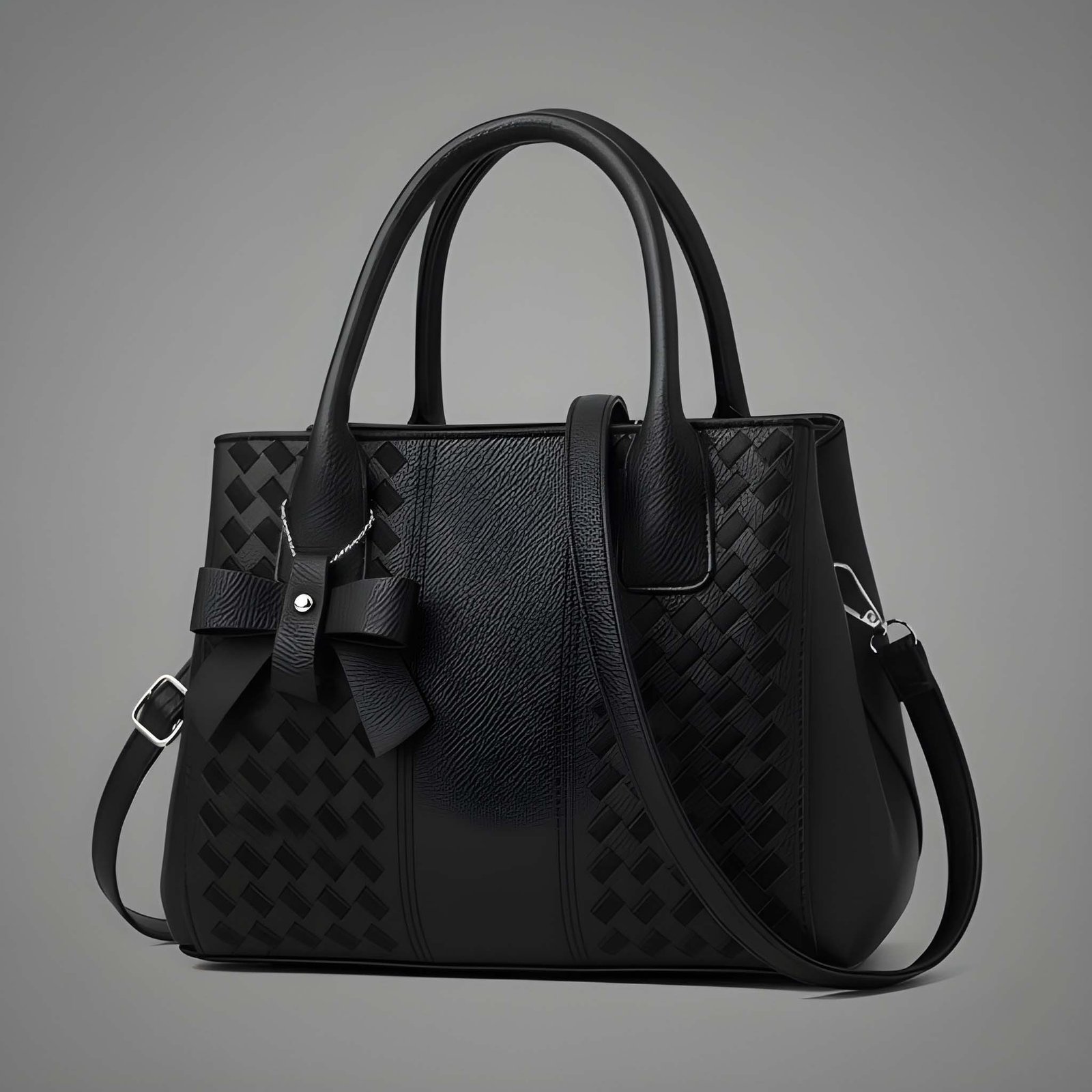 Premium Quality Women’s Stylish MLC Black Handbag | Elegant PU Leather Shoulder & Tote Bag for Ladies | Spacious Multi-Compartment Design with Golden Hardware & Fur Ball Charm | Perfect for Office, Daily Use, Travel & Parties