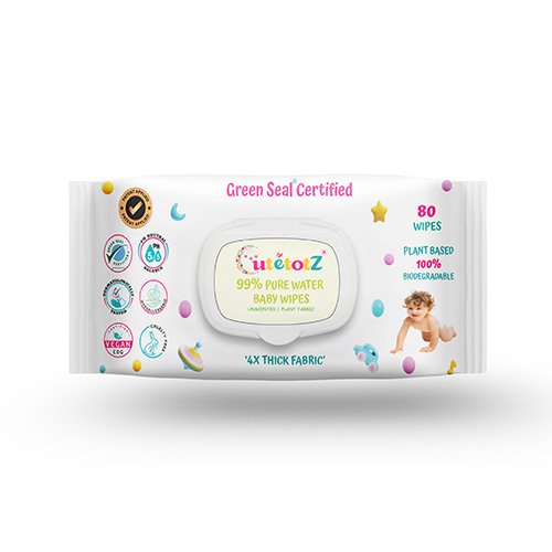 CUTETOTZ Premium Organic Baby Wet Wipes | Green Seal® Certified | 80 Wipes/Pack