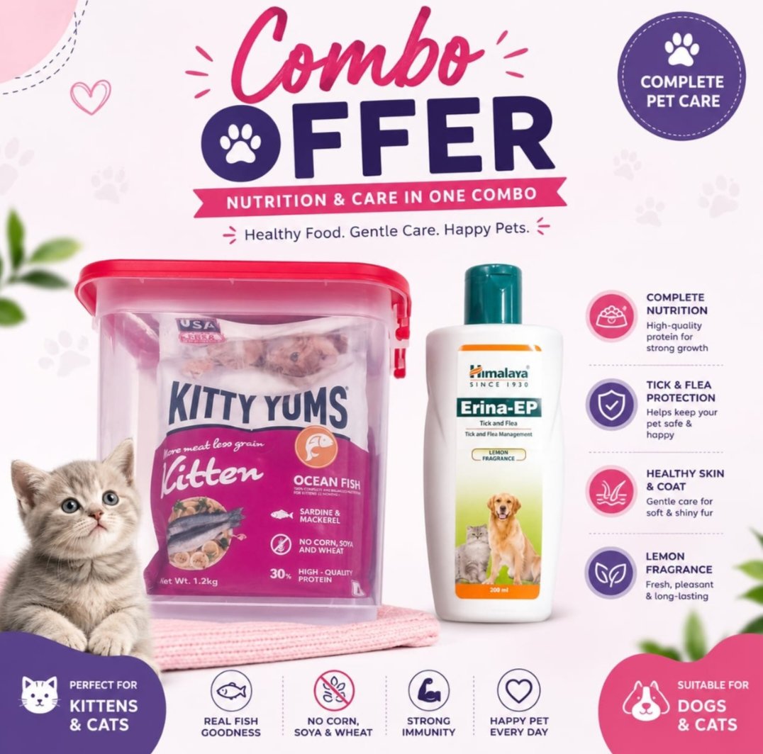 Kitty yums kitten 1.1kg +himalaya erina ep shampoo 200ml