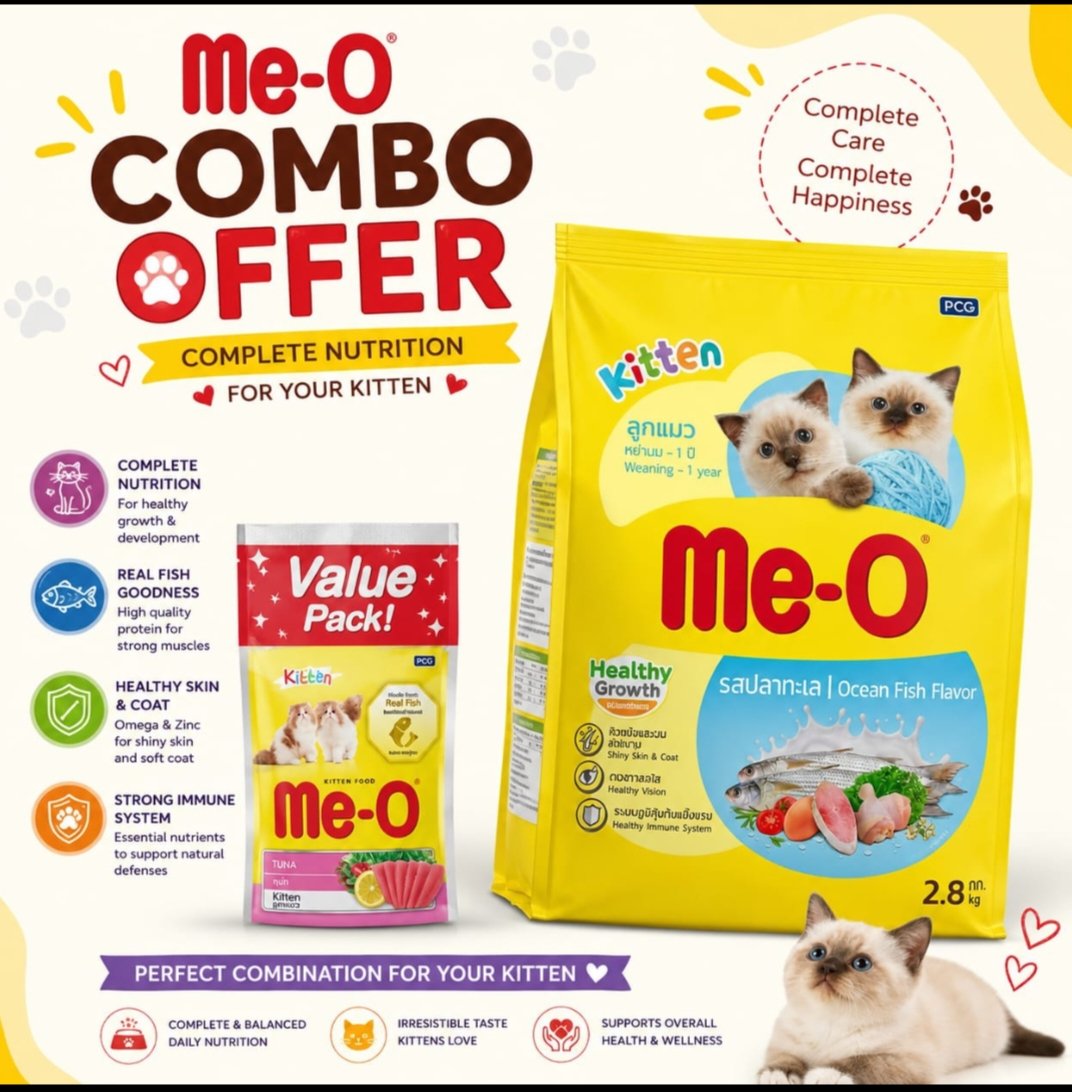 Meo kitten ocean fish 2.8kg +meo gravy pack of 5