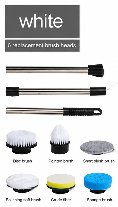 Electric Spin Scrubber 6-in-1 – Cordless Rechargeable Cleaning Brush with 6 Replaceable Heads & Telescopic Rod